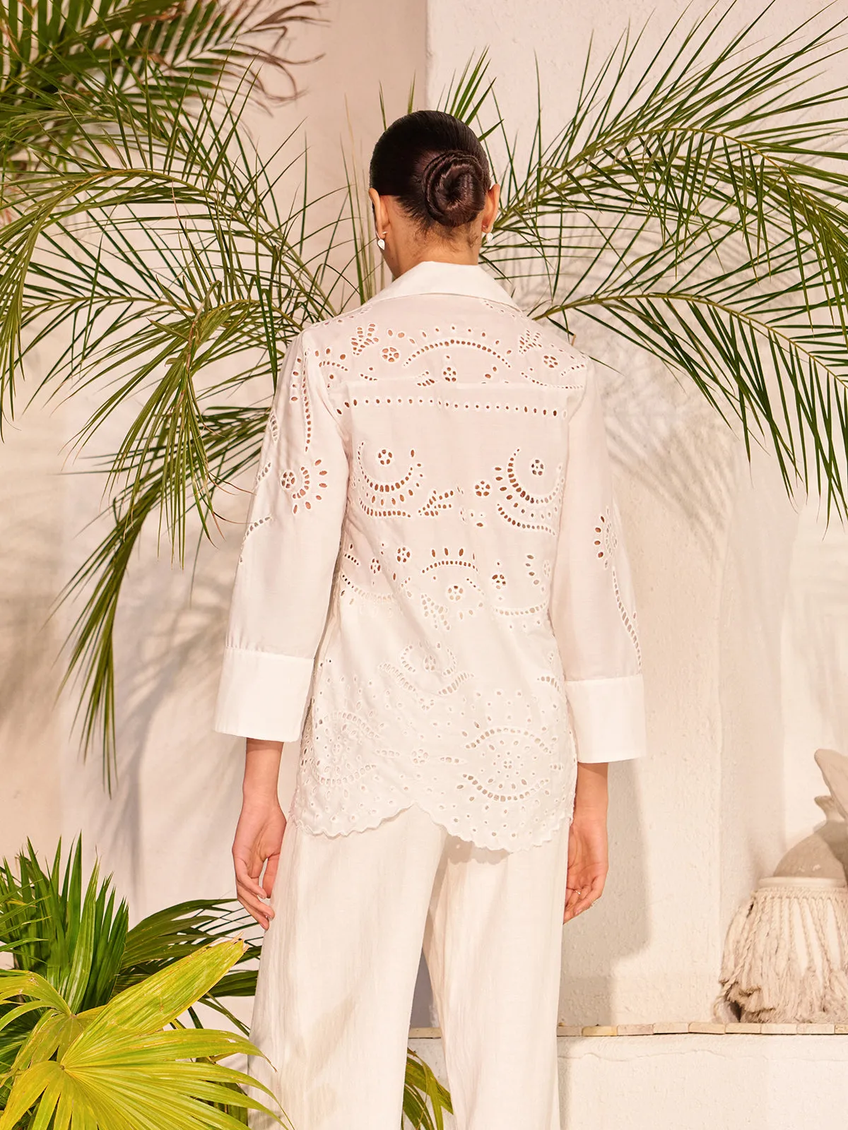 Cotton Eyelet Embroidered Semi-Sheer Top sold by COMMENSE product image thumbnail 2