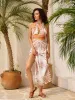 Printed Halter-Neck Back Tie Dress With Side Slit sold by COMMENSE