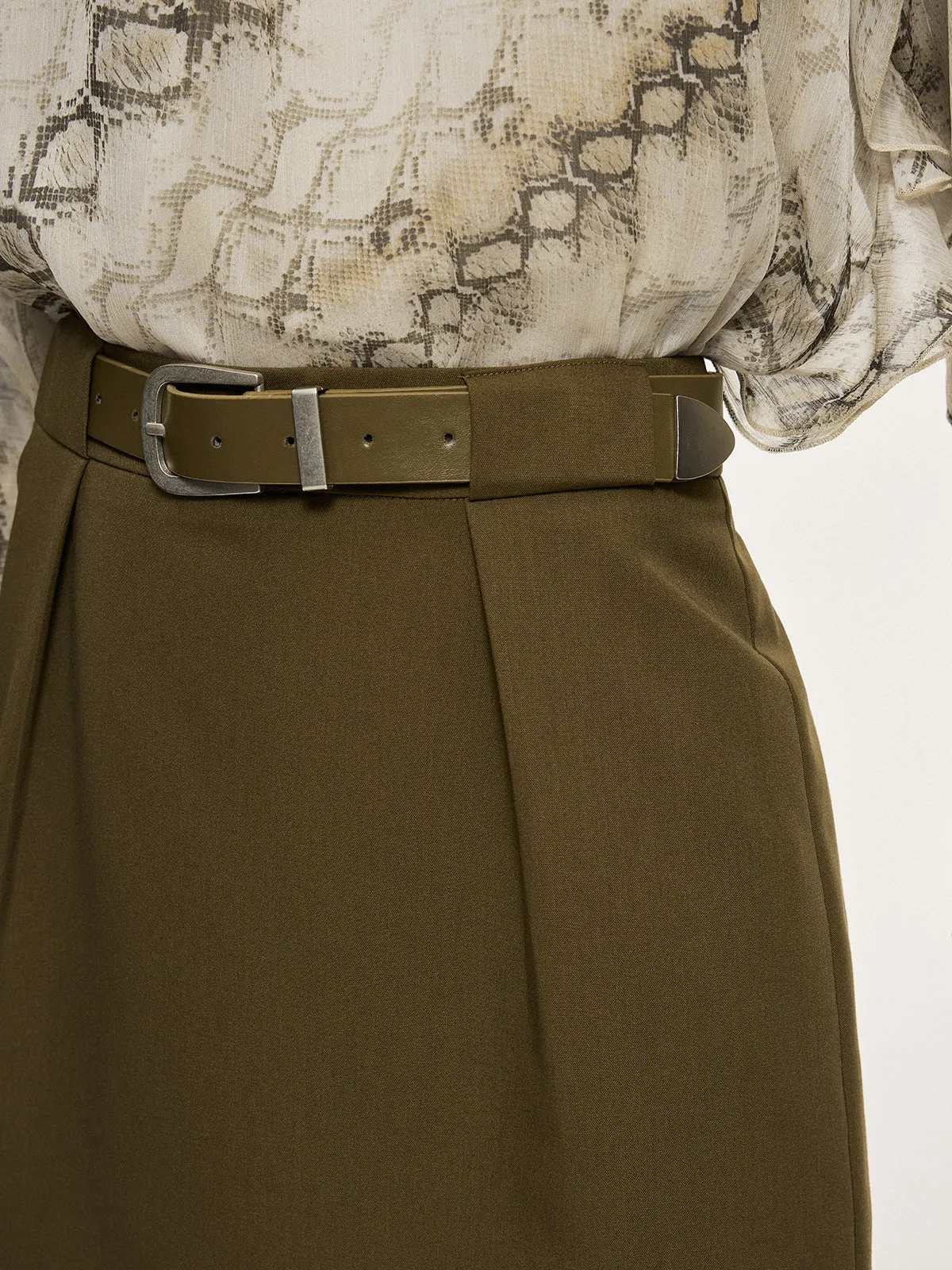 Mid-Waist Belted Skirt sold by COMMENSE product image thumbnail 4