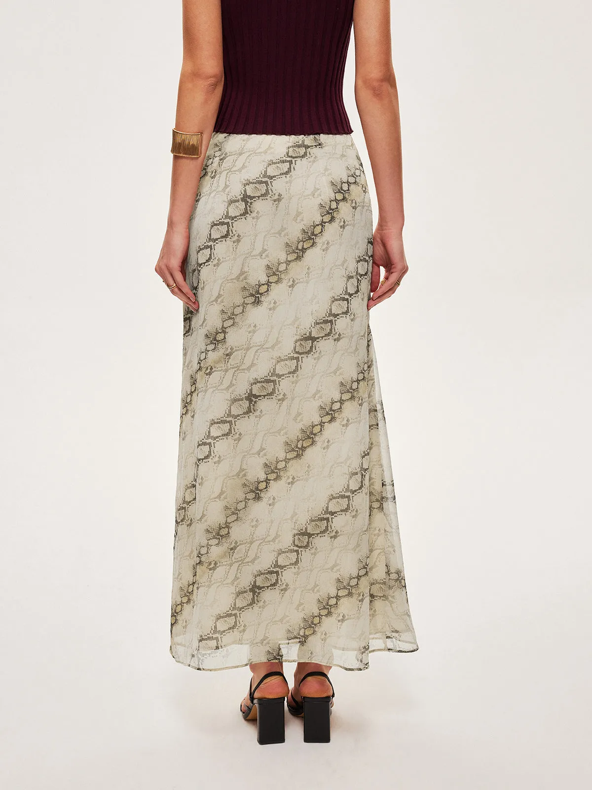 Mid-Waist Print Flowy Skirt sold by COMMENSE product image thumbnail 3