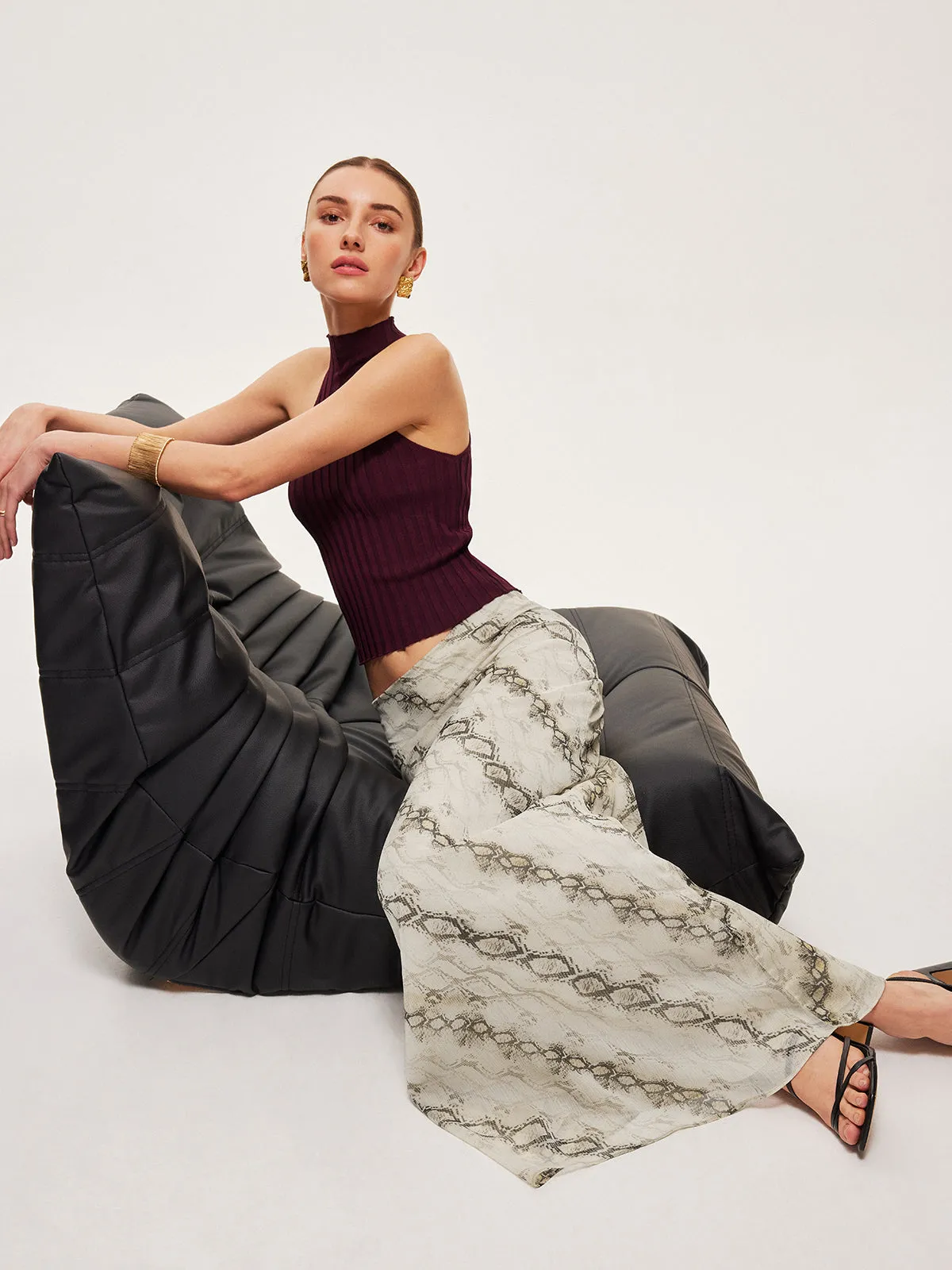 Mid-Waist Print Flowy Skirt sold by COMMENSE product image thumbnail 5