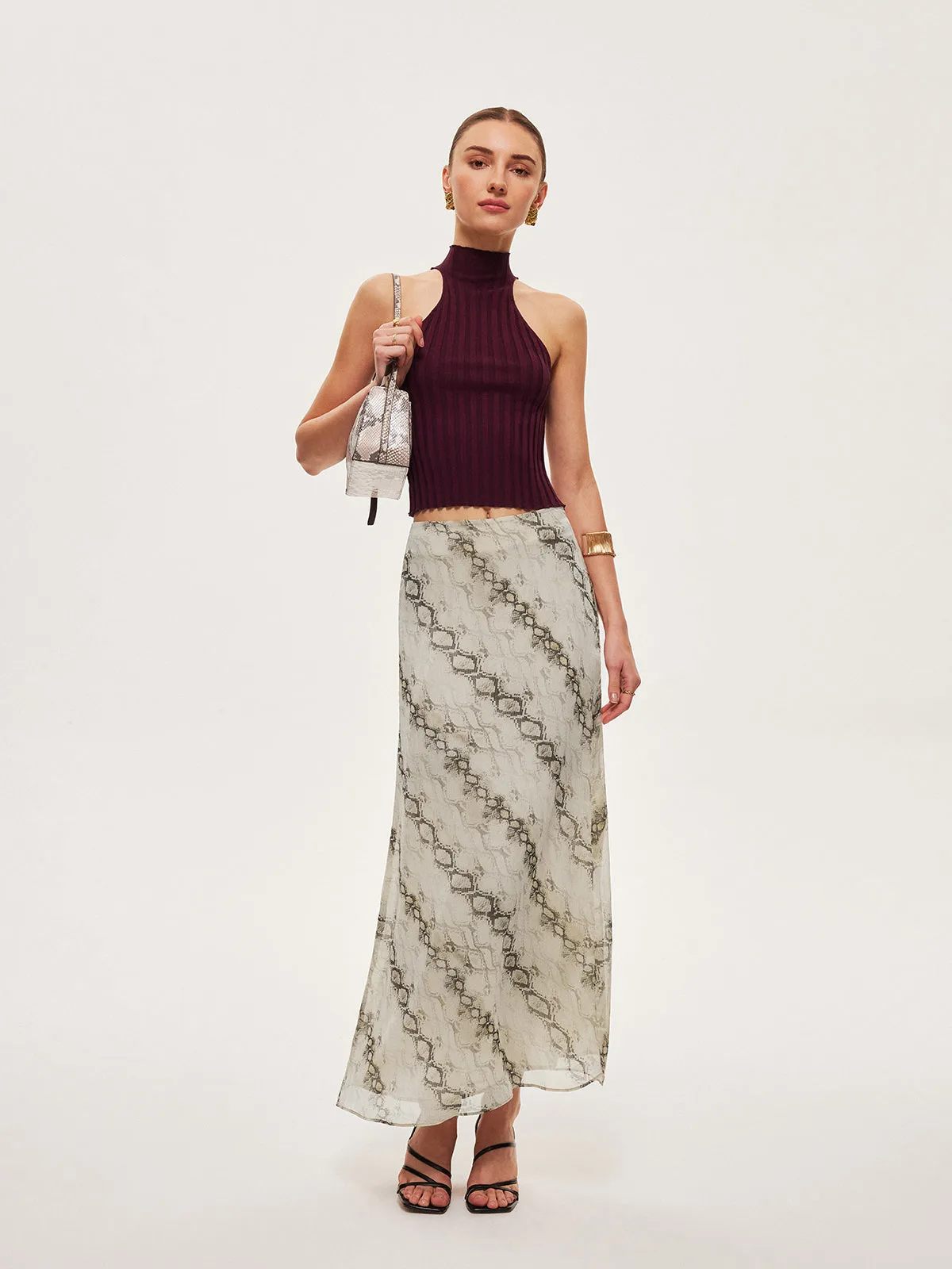 Mid-Waist Print Flowy Skirt sold by COMMENSE product image thumbnail 4