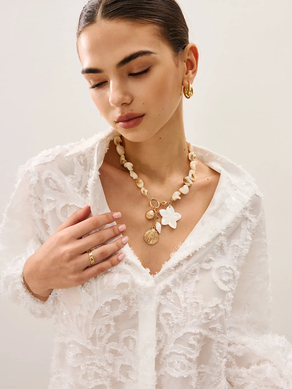 Shell Bead Charm Necklace sold by COMMENSE product image thumbnail 5