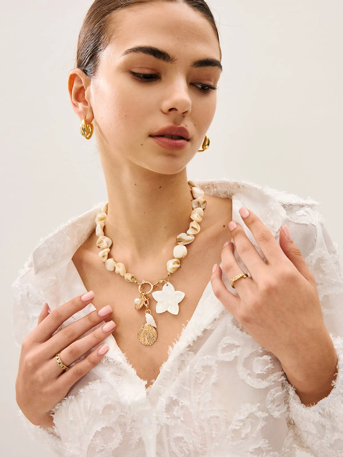 Shell Bead Charm Necklace sold by COMMENSE product image thumbnail 3