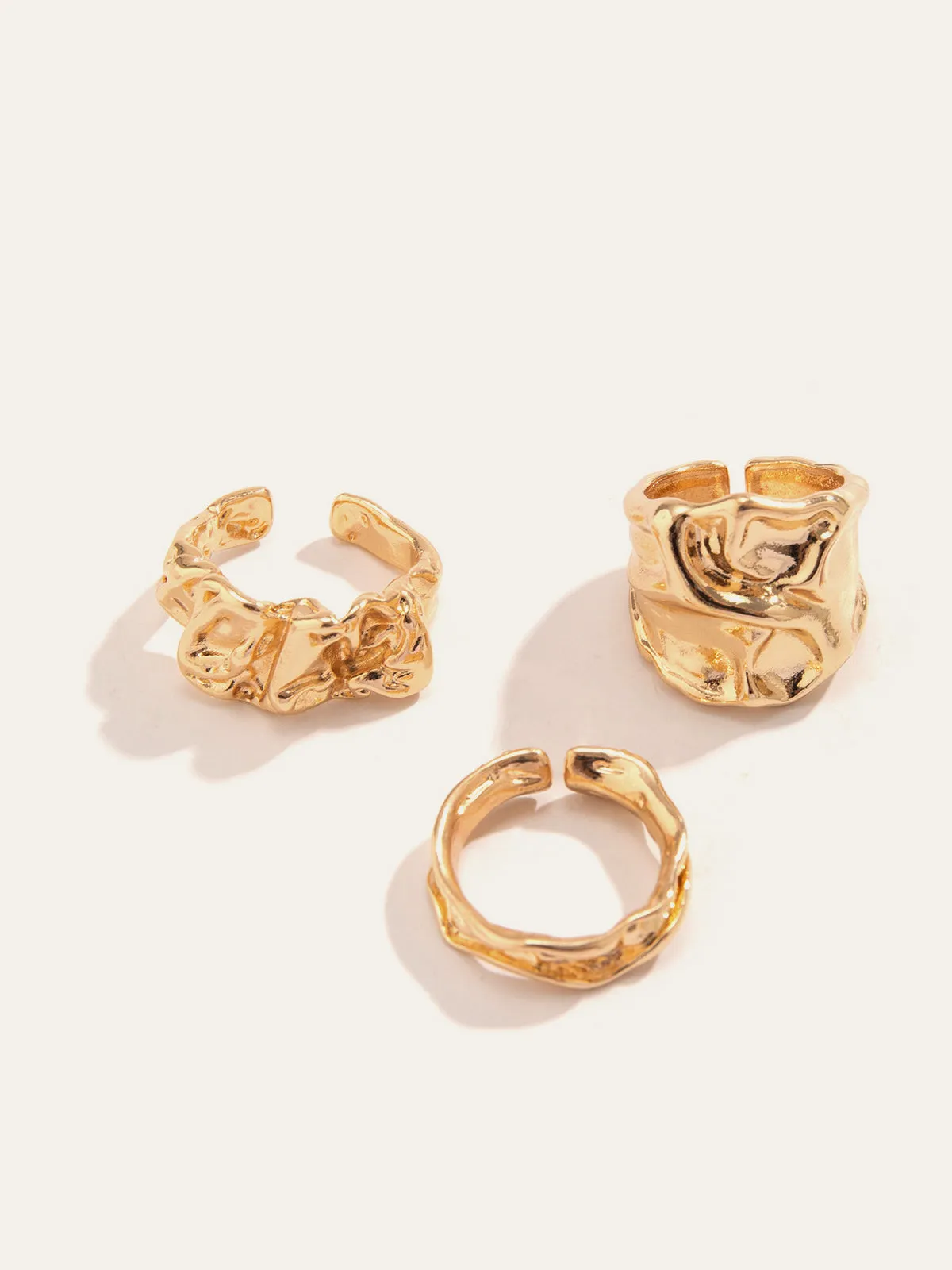Three-Piece Irregular Golden Tone Ring Set sold by COMMENSE product image thumbnail 2