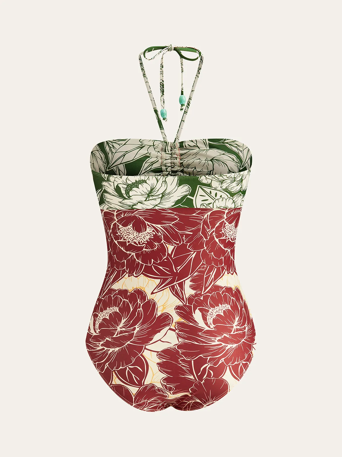 Floral Print Ruched Cut-Out One-Piece Swimsuit sold by COMMENSE product image thumbnail 2