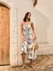 Backless Halter Neck Floral Print Dress sold by COMMENSE