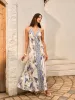Backless Halter Neck Floral Print Dress sold by COMMENSE