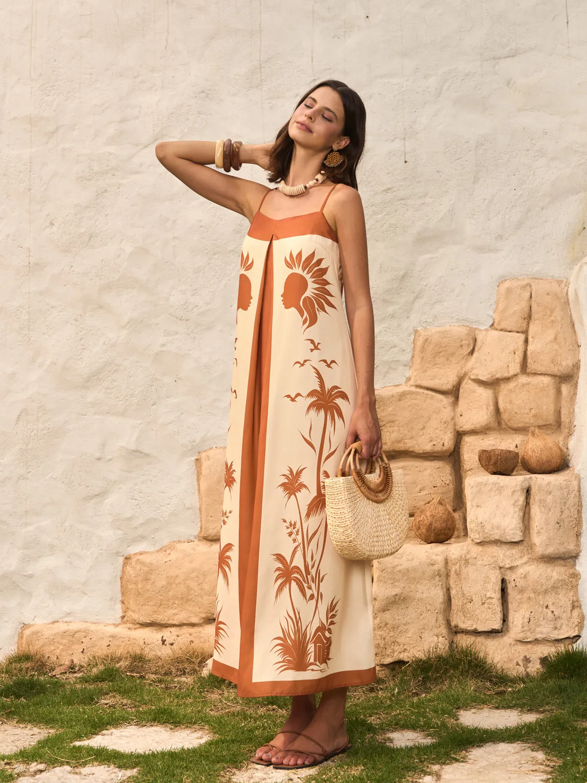 Contrast Panel Boho Print Cami Dress sold by COMMENSE product image thumbnail 3