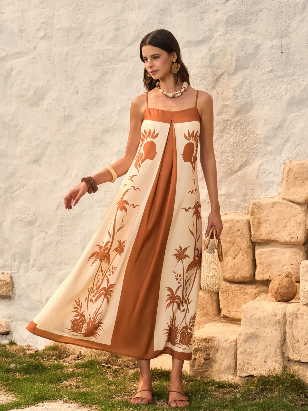 Contrast Panel Boho Print Cami Dress sold by COMMENSE product image thumbnail 2