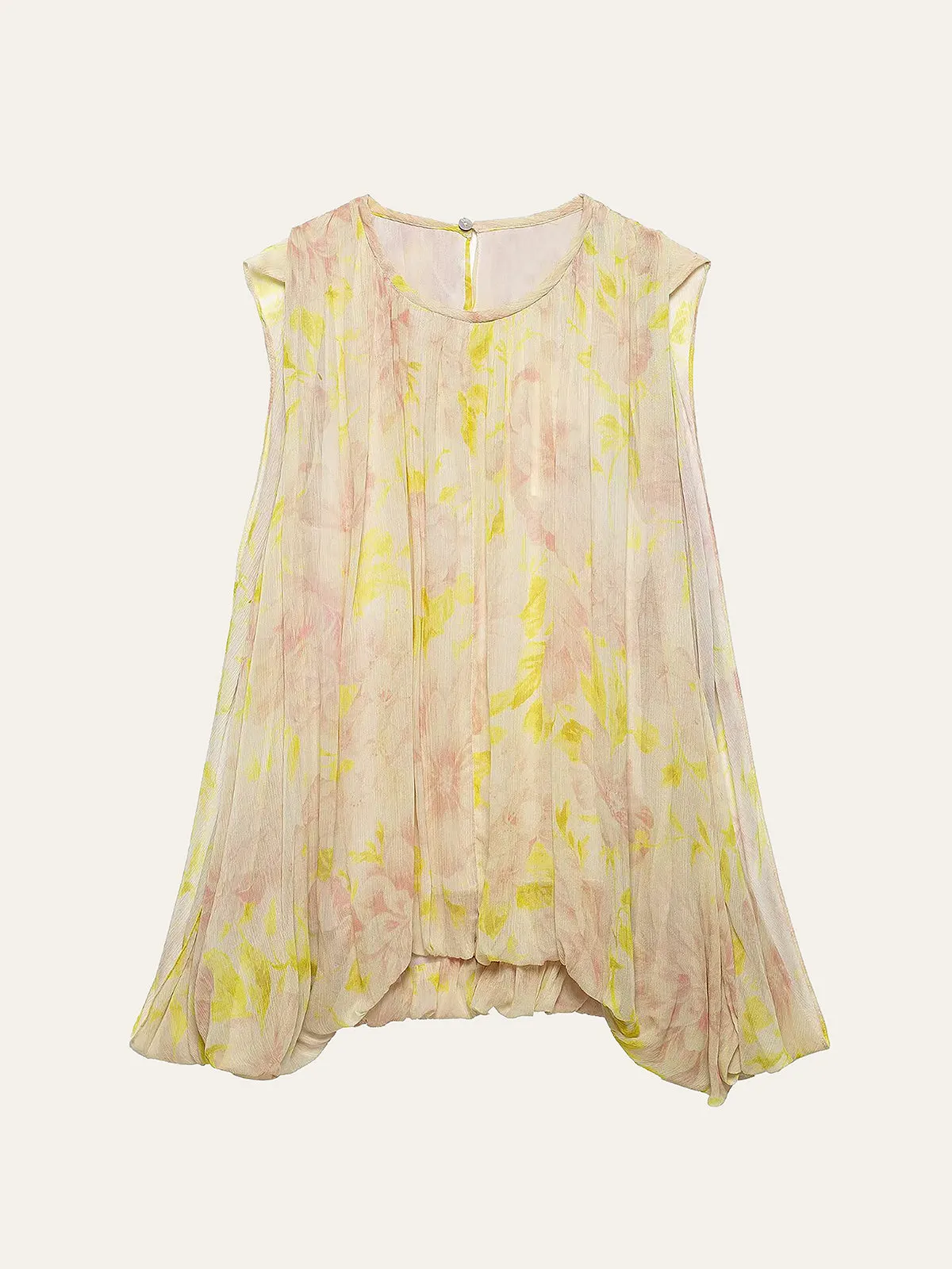 Semi-Sheer Chiffon Floral Drape Sleeve Blouse sold by COMMENSE product image thumbnail 2