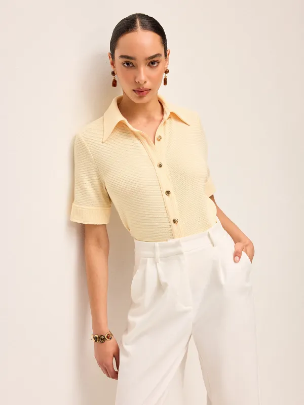 Short Sleeve Knit Polo Shirt sold by COMMENSE
