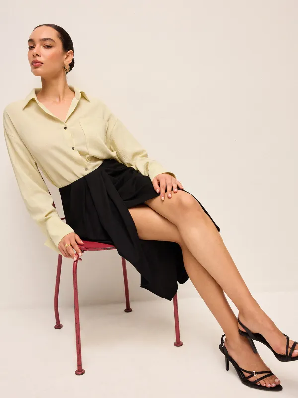 Semi-Sheer Long Sleeve Button-Up Shirt sold by COMMENSE