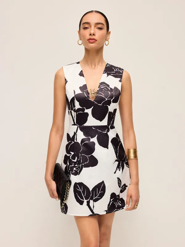Floral V-Neck Sleeveless Dress sold by COMMENSE