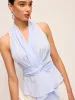 Cotton Draped Wrap Top With Back Bow sold by COMMENSE