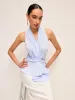 Cotton Draped Wrap Top With Back Bow sold by COMMENSE