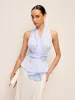 Cotton Draped Wrap Top With Back Bow sold by COMMENSE