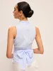 Cotton Draped Wrap Top With Back Bow sold by COMMENSE