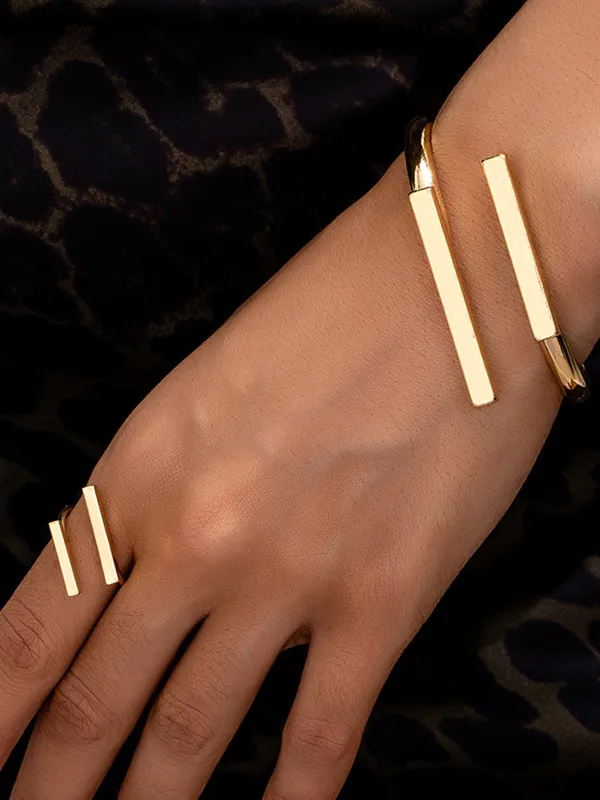 Geometric Golden Ring & Bracelet Set made by COMMENSE