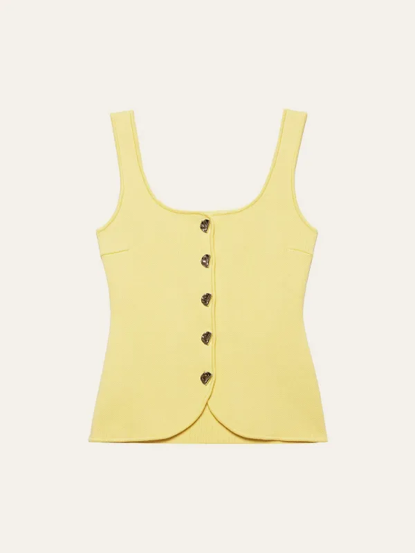 Curved Hem Ribbed Knit Vest sold by COMMENSE