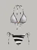 Striped Triangle Bikini Set sold by COMMENSE