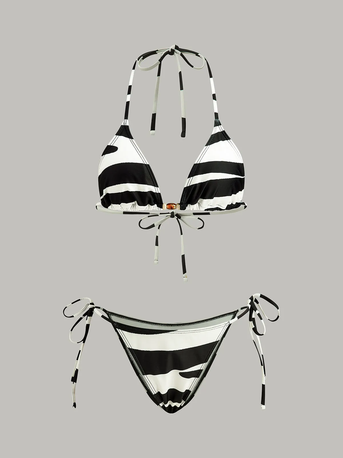 Striped Triangle Bikini Set sold by COMMENSE