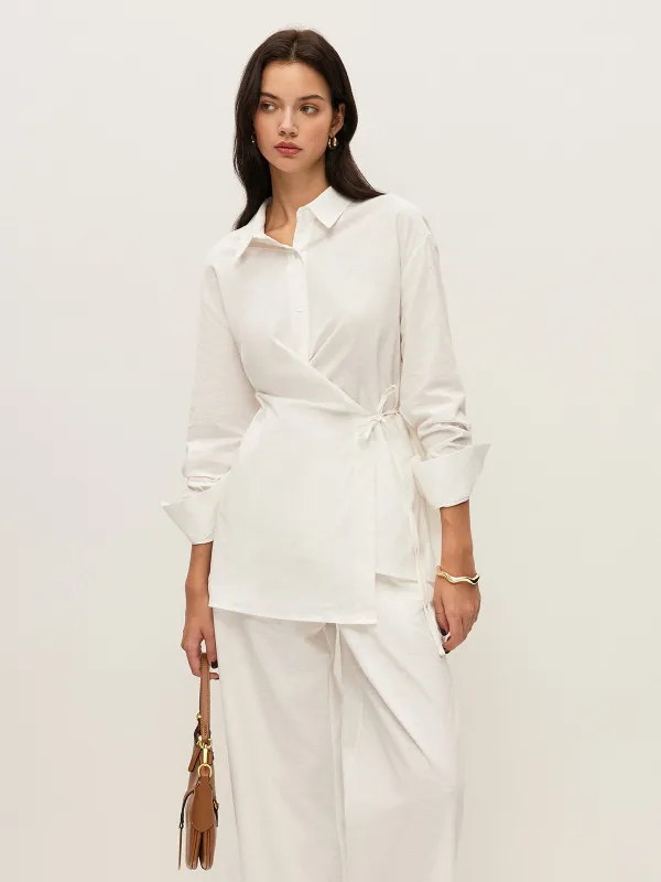 Cotton & Linen Wrap Shirt sold by COMMENSE