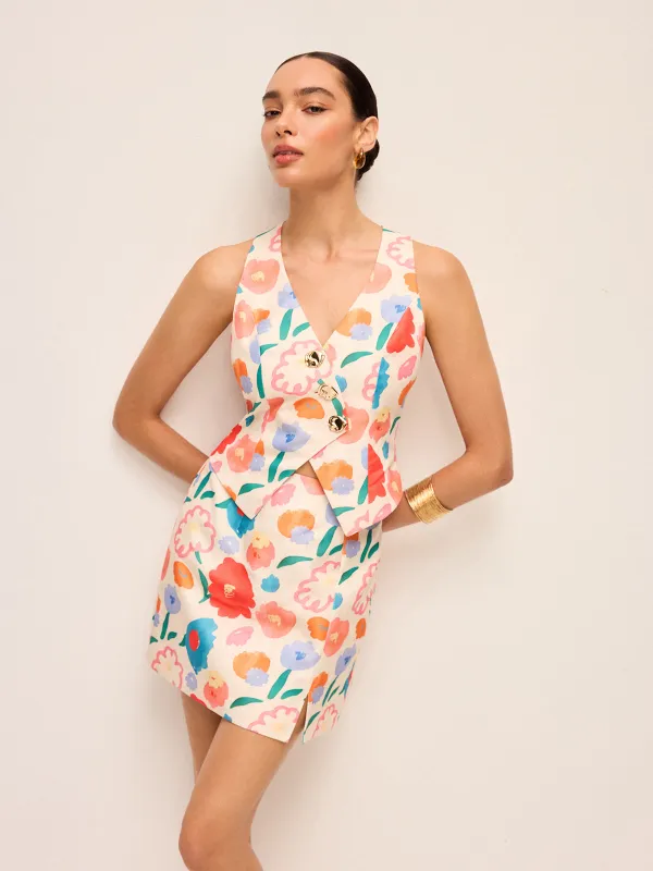 Floral Button Detail Skirt Set sold by COMMENSE