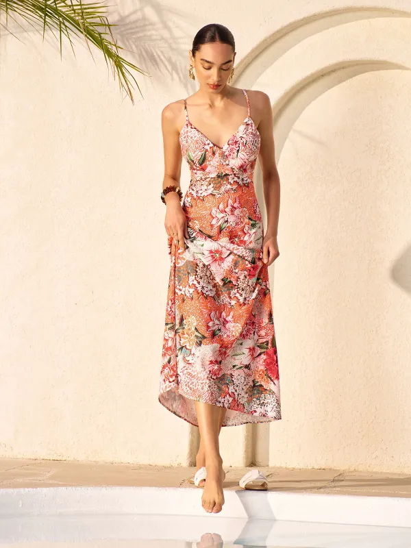 Floral Print Cross-Back Dress sold by COMMENSE