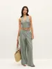 Striped Button-Detail Halter Top With Pants Set sold by COMMENSE