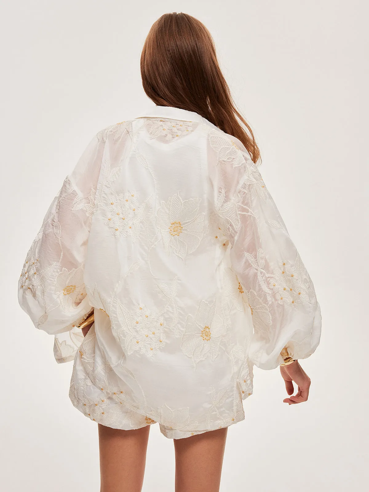 Semi-Sheer Floral Shorts Set sold by COMMENSE product image thumbnail 4