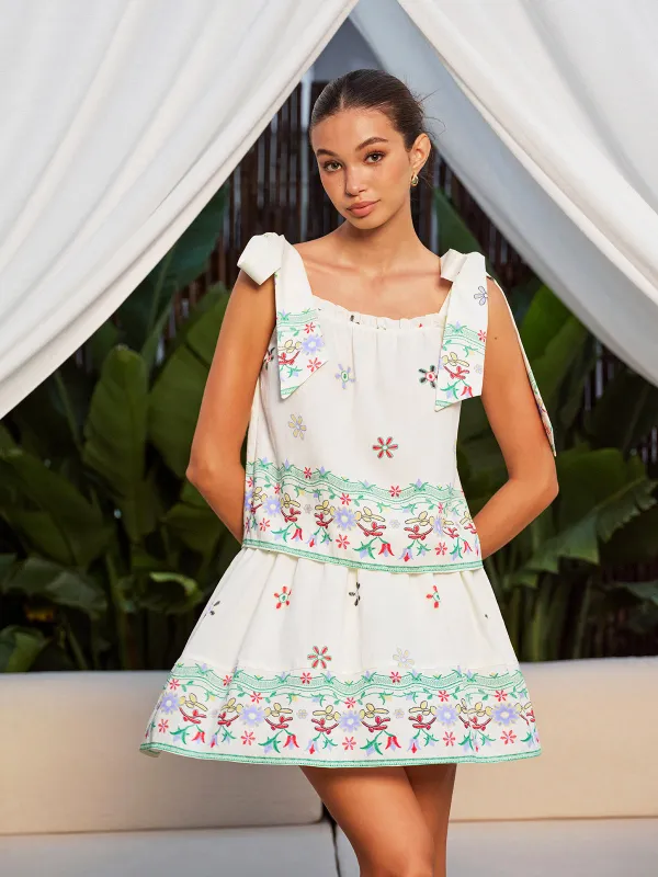 Floral Print Tie-Strap Skirt Set sold by COMMENSE