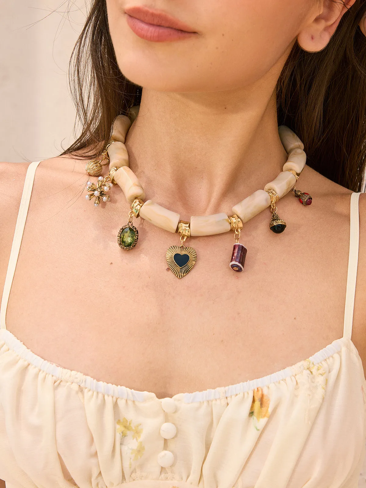 Charm Pendant Beaded Necklace sold by COMMENSE