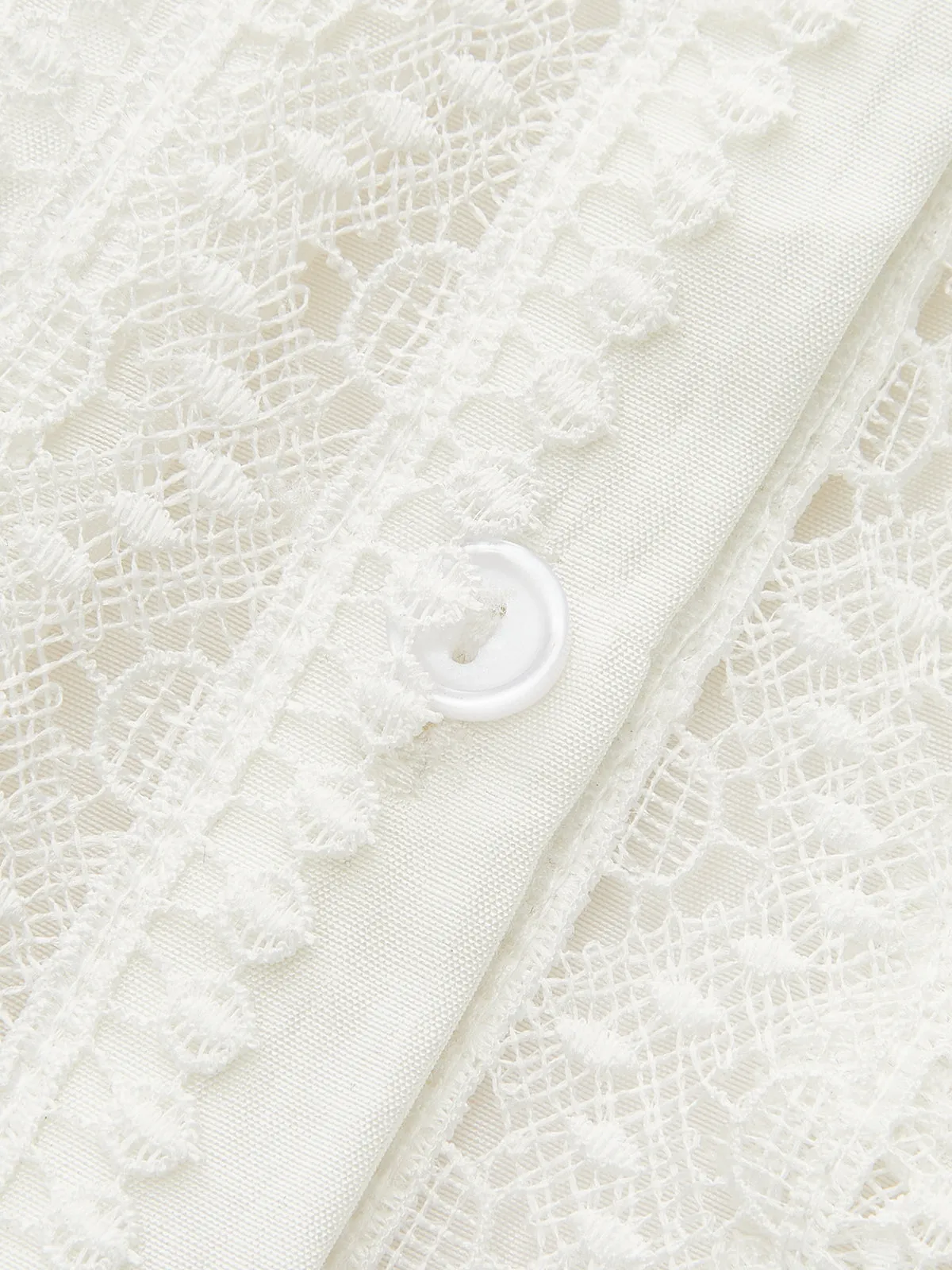 Pleated Lace Trim Button-Up Blouse sold by COMMENSE product image thumbnail 3