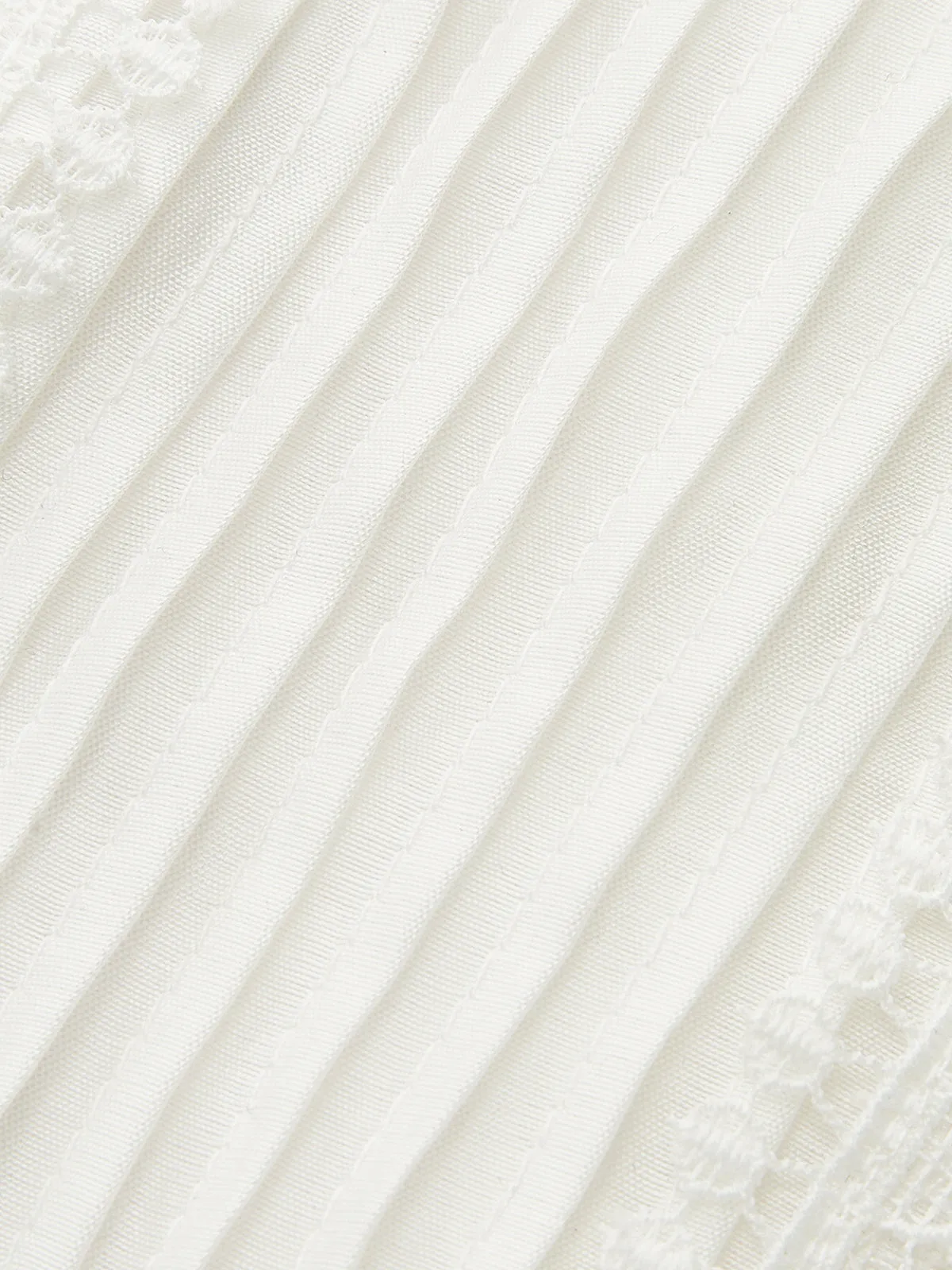 Pleated Lace Trim Button-Up Blouse sold by COMMENSE product image thumbnail 4