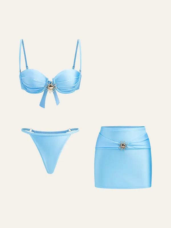 Sunshine Charm Bikini Set With Cover-Up Skirt sold by COMMENSE