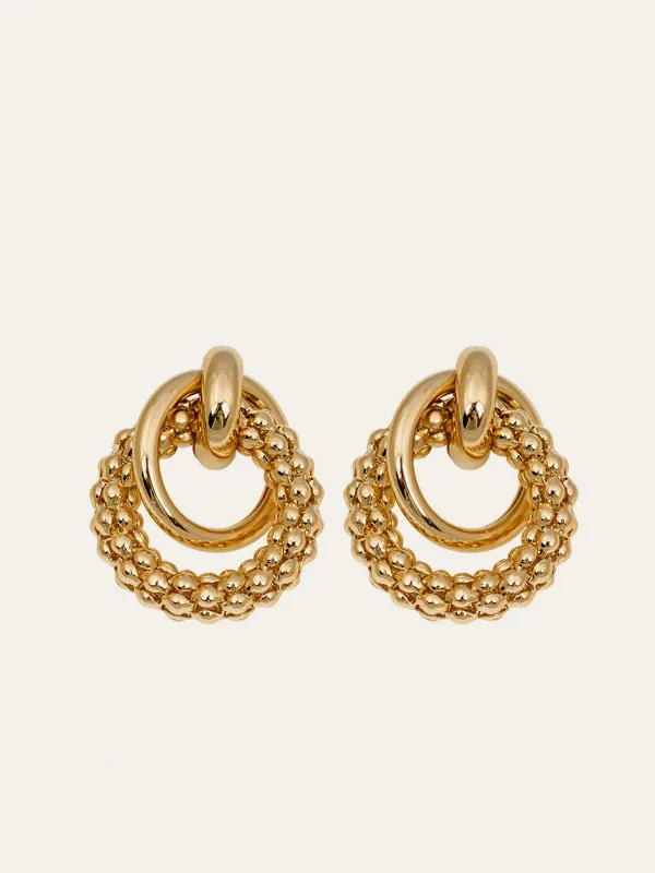 Golden Beaded Hoop Earrings sold by COMMENSE
