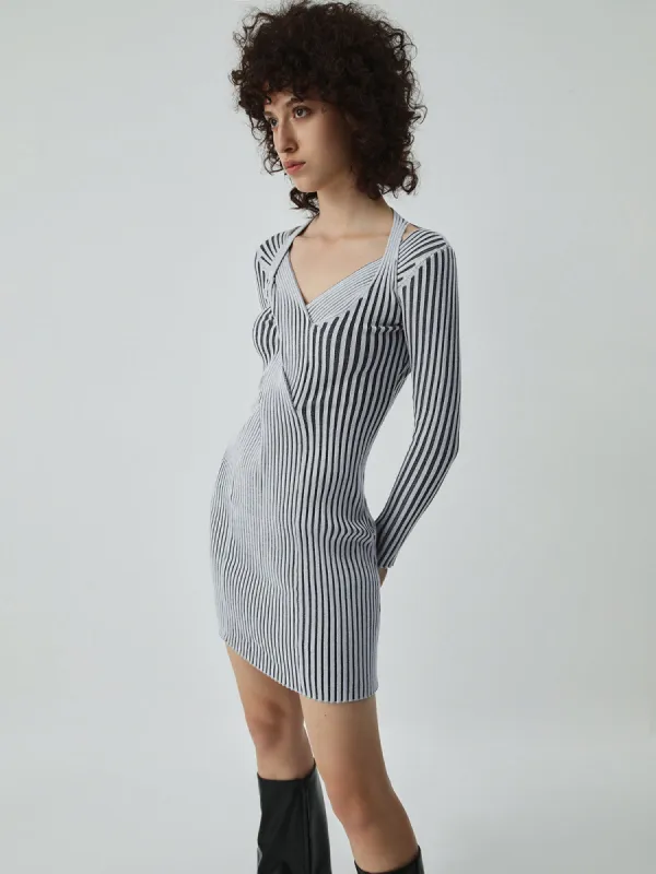 Halter Long Sleeve Short Sweater Dress sold by COMMENSE