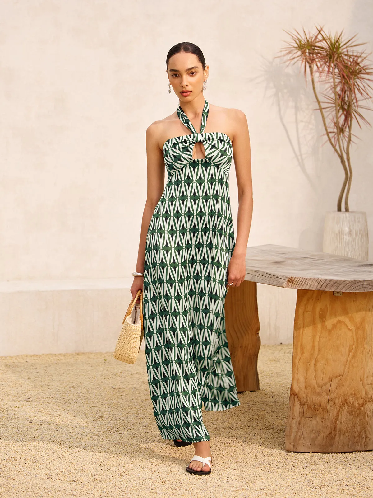 Halter Neck Keyhole Dress sold by COMMENSE