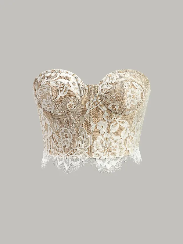 Strapless Floral Lace Corset Top sold by COMMENSE