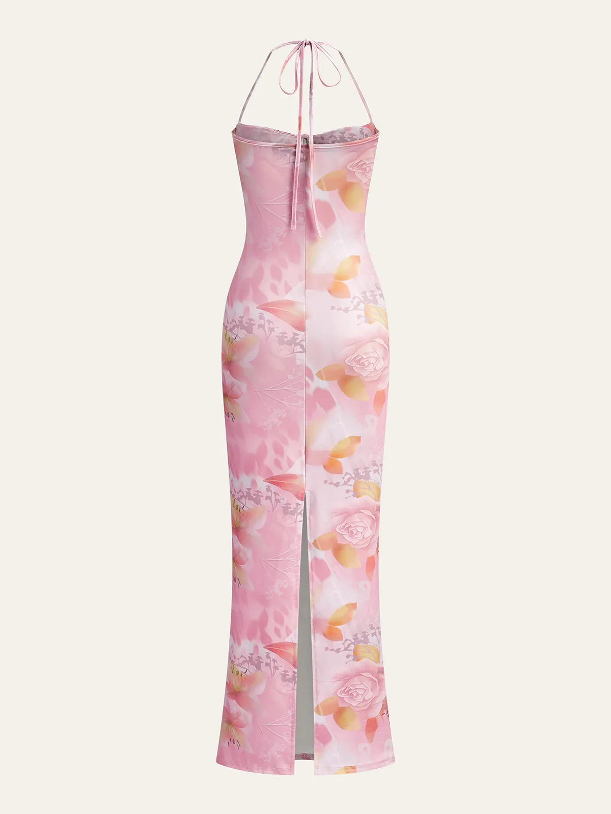 Floral Print Halter Dress With Corset Detail sold by COMMENSE product image thumbnail 2
