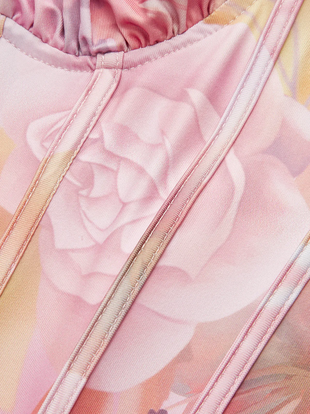 Floral Print Halter Dress With Corset Detail sold by COMMENSE product image thumbnail 3