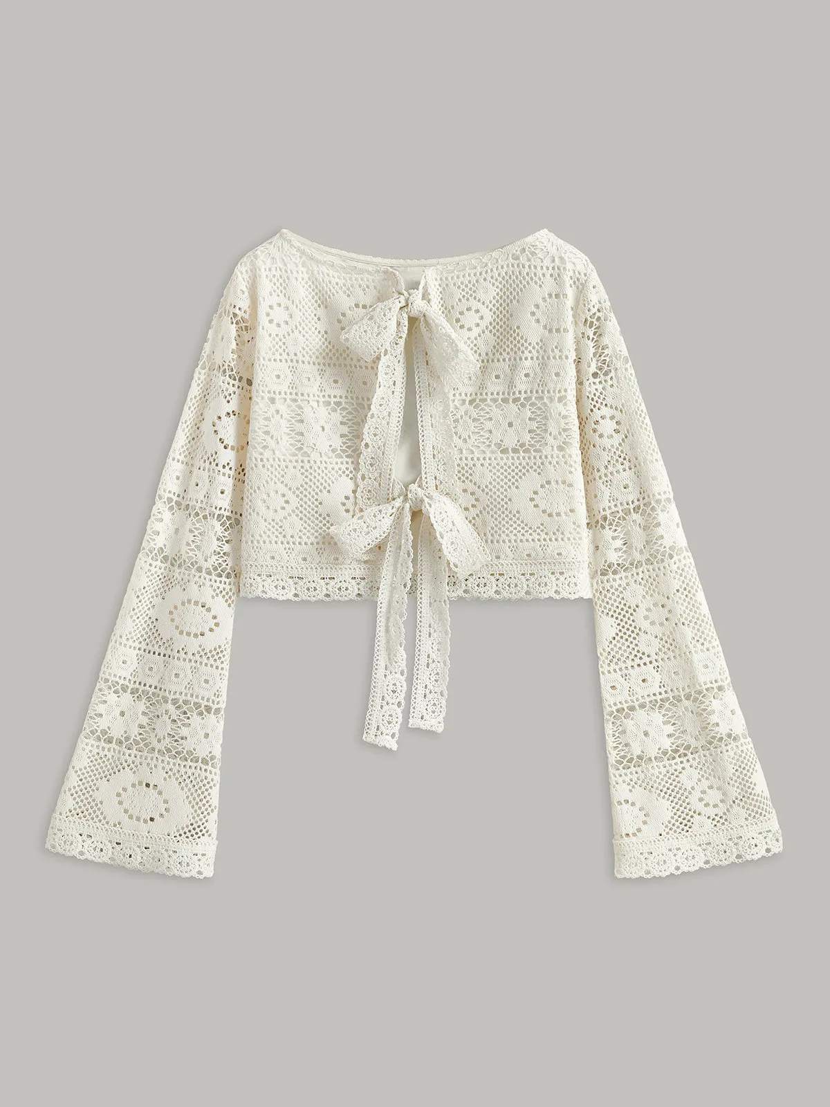 Crochet Tie-Back Semi-Sheer Skirt Set sold by COMMENSE product image thumbnail 3