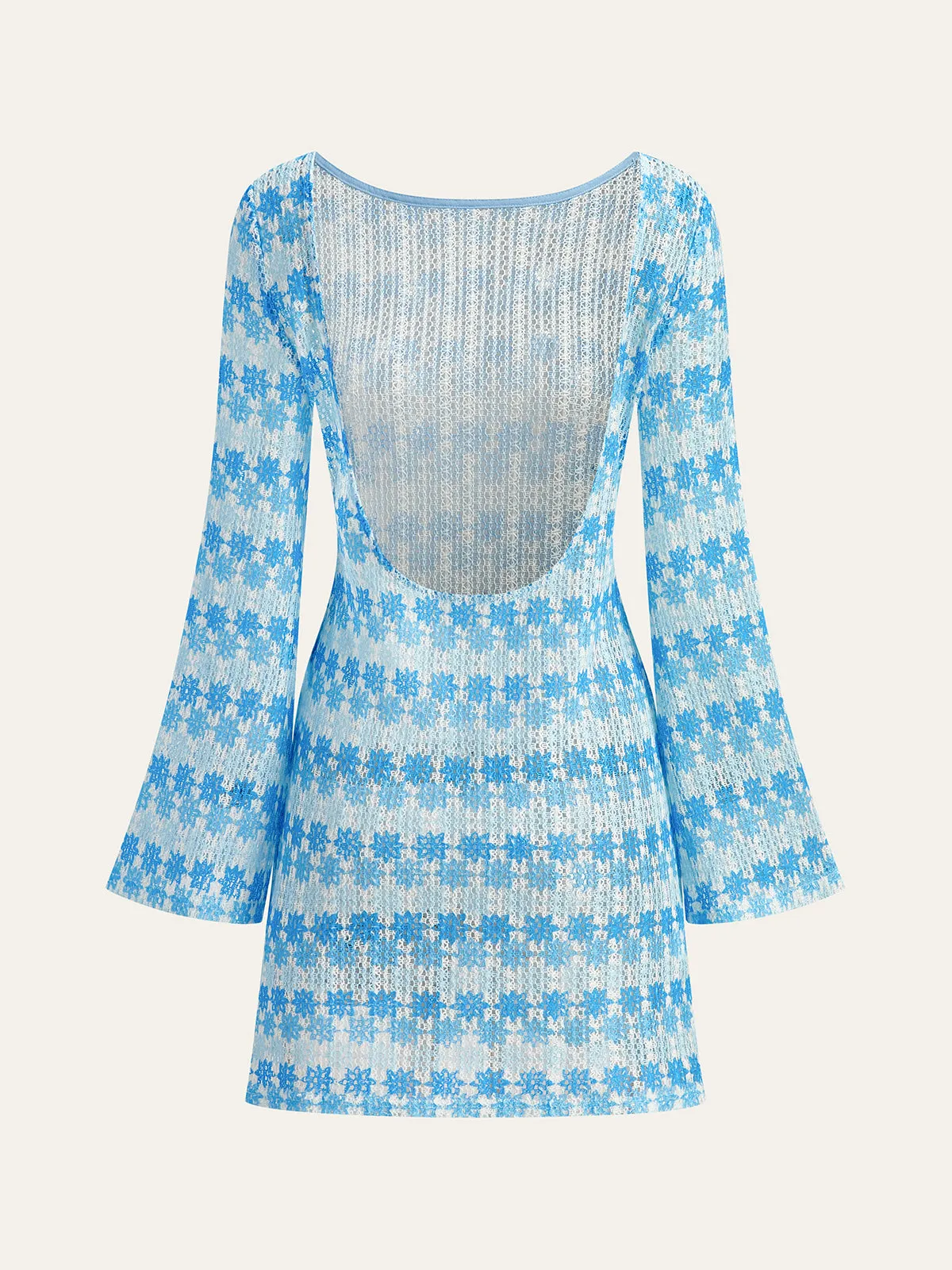 Backless Crochet Dress With Flared Sleeves sold by COMMENSE product image thumbnail 2