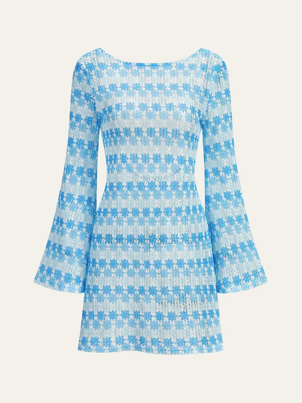 Backless Crochet Dress With Flared Sleeves sold by COMMENSE