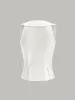 Pleated Square Neck Buttoned Top sold by COMMENSE