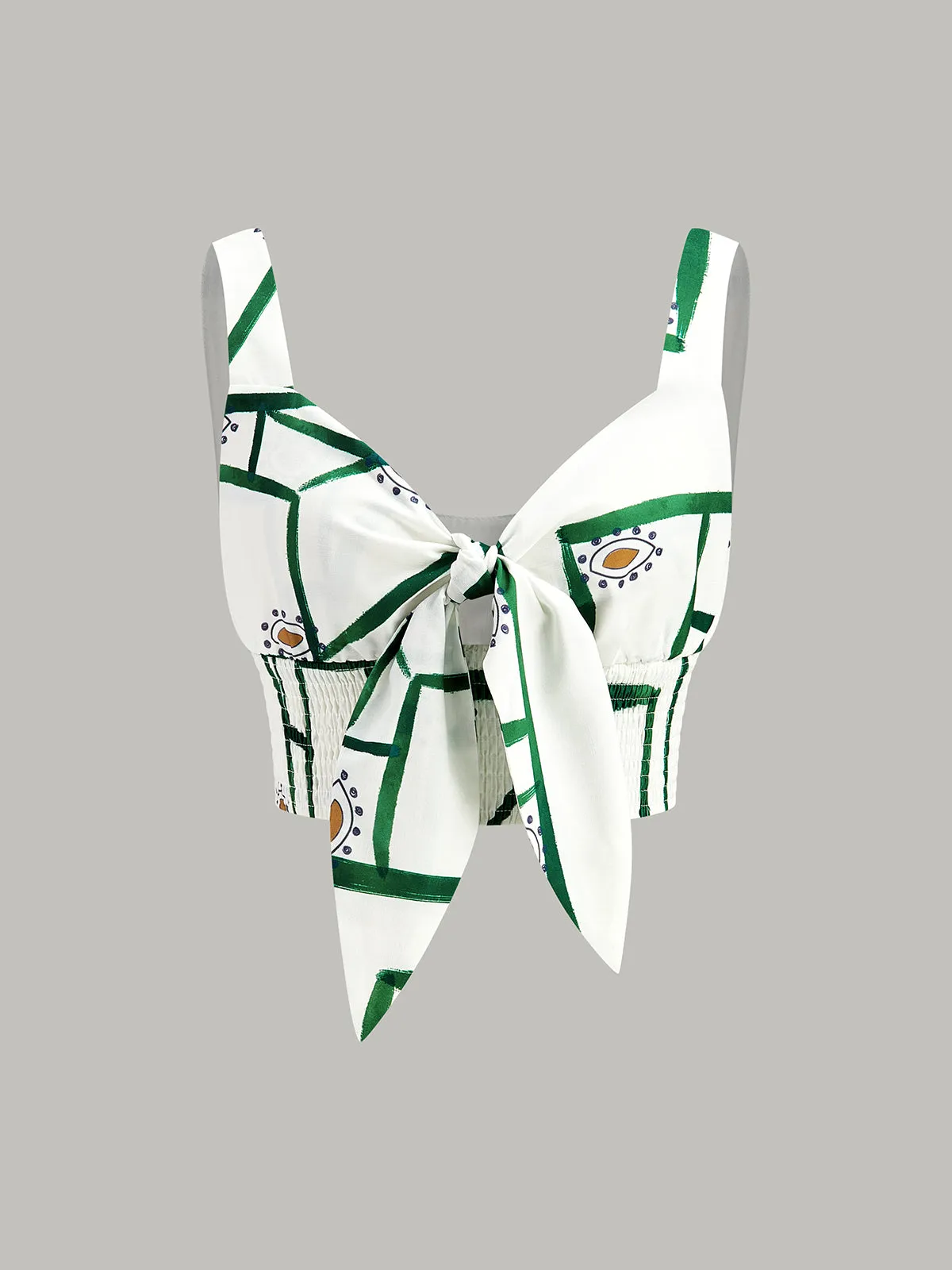 Front Tie Cami Top With Tiered Skirt Set sold by COMMENSE product image thumbnail 2