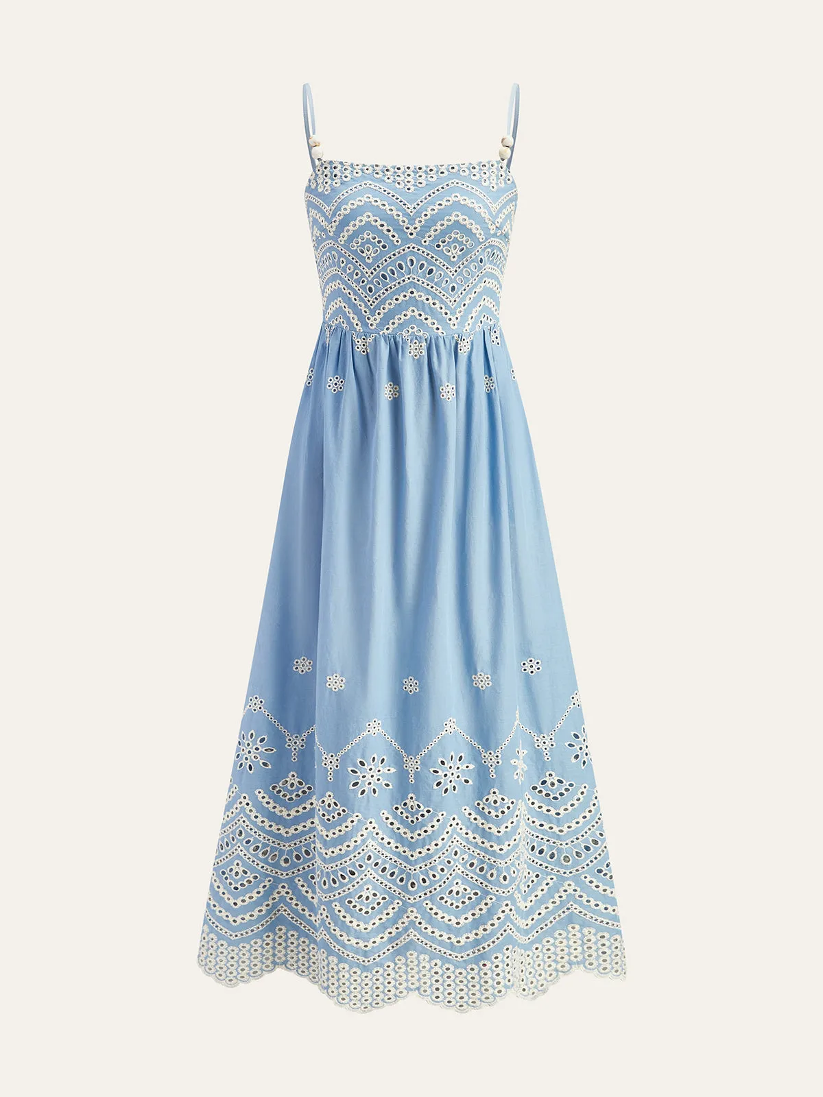 Semi-Sheer Embroidered Eyelet Cami Dress sold by COMMENSE