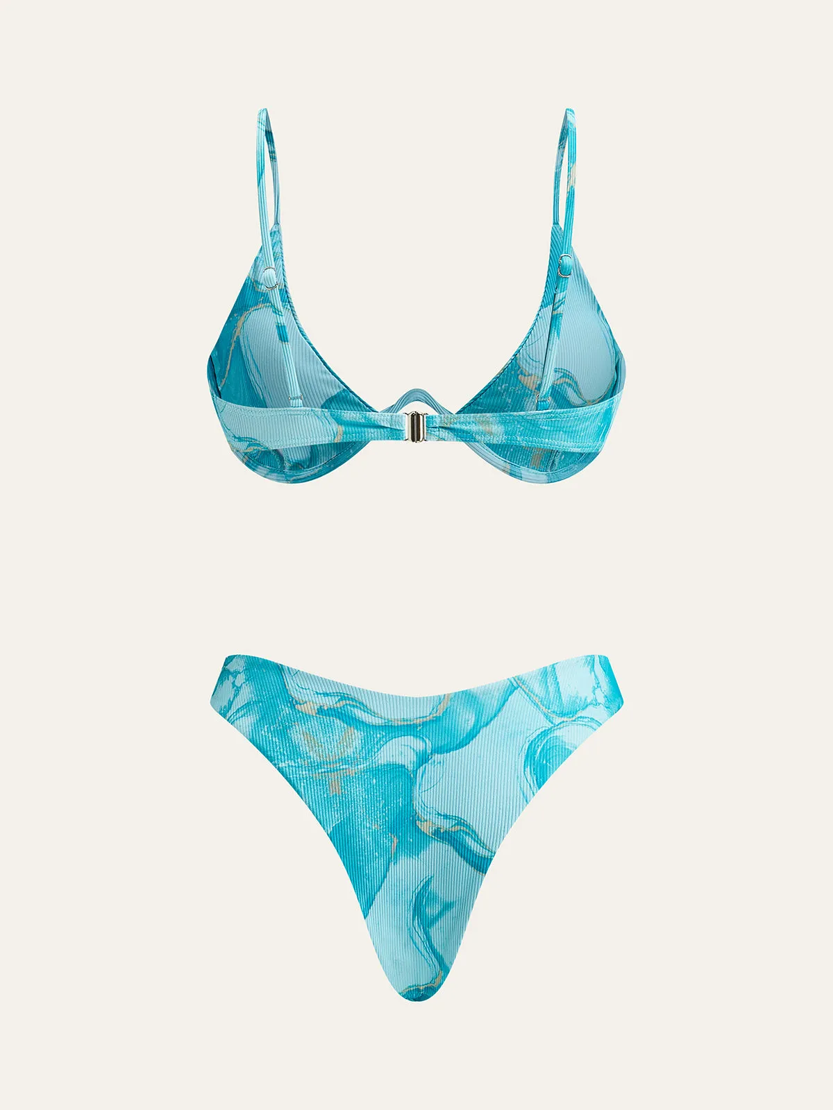 Marble Print Bikini Set With Cover-Up Skirt sold by COMMENSE product image thumbnail 3