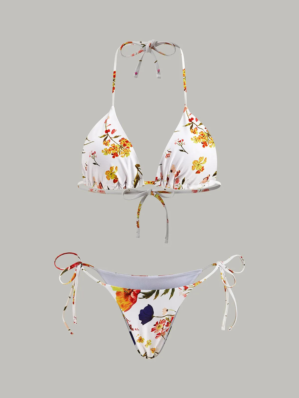 Floral Print Tie-String Bikini Set sold by COMMENSE
